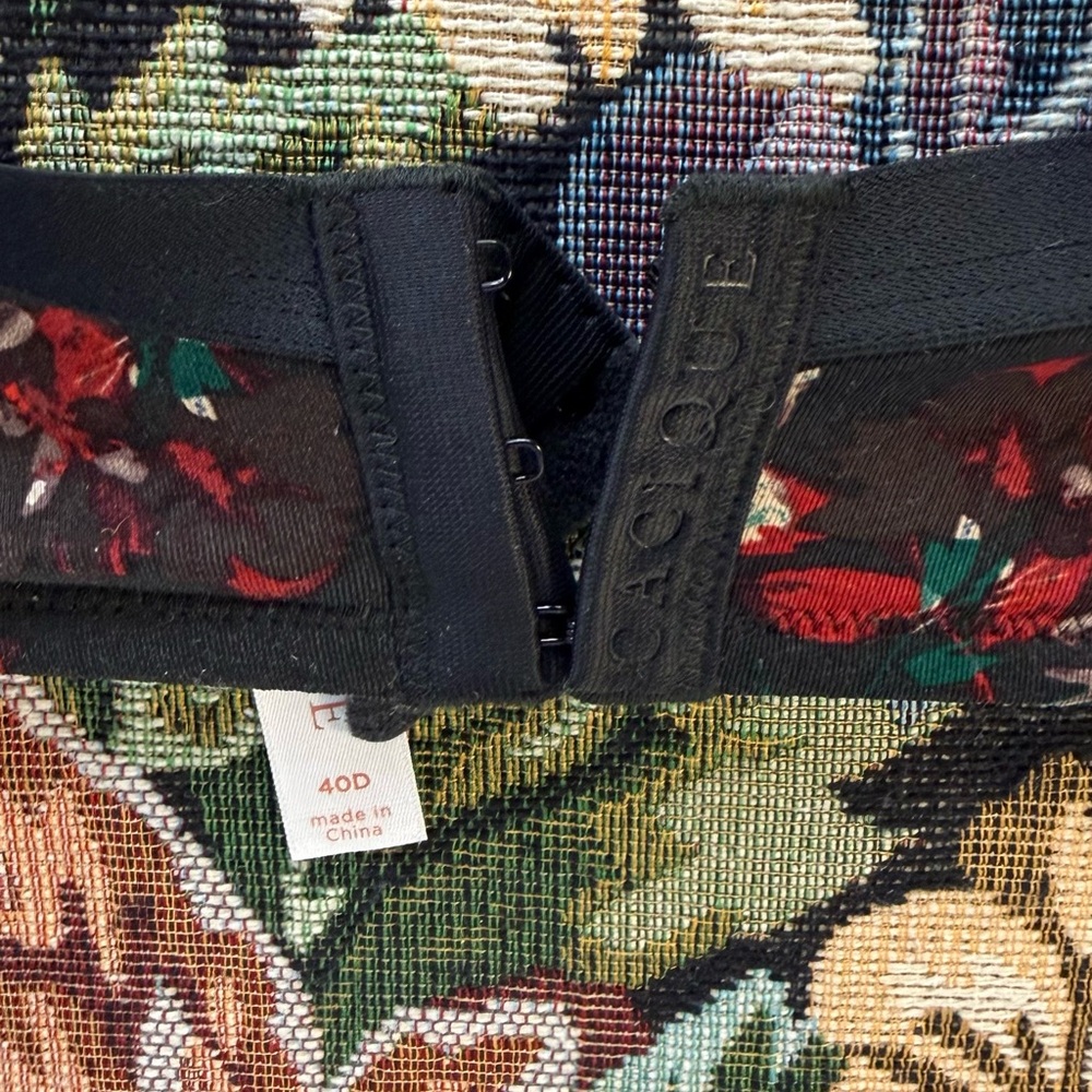 New Cacique Black Bra with Red‎ Floral Design Sz 40D - Picture 8 of 15